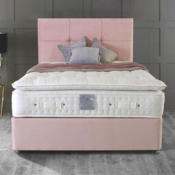 Divan Base Direct Shire Brecon 6000 Pocket Sprung Natural Fillings Pillow Top Divan Bed Set 4Ft6 Double 2 Drawers Side- Plush Pink - thumbnail 2