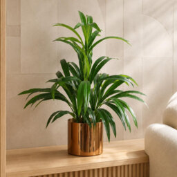 65Cm Artificial Bamboo Leaf Shrub With Brushed Copper Planter - thumbnail 4