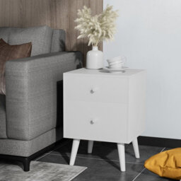 Costway 2-Drawer Nightstand Wooden Chest Of Drawers Space-Saving Beside Table End Table - thumbnail 1