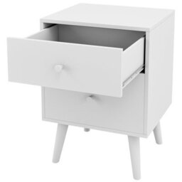 Costway 2-Drawer Nightstand Wooden Chest Of Drawers Space-Saving Beside Table End Table - thumbnail 2
