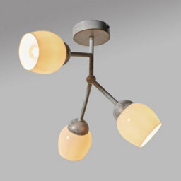 Valuelights Kenton Modern 3 Way Aged Metal Effect Ceiling Light Fitting With White Glass Shades - thumbnail 2