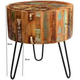 Buttercup Farm Coastal Drum Side Table - Wood - L45 X W45 X H60 Cm - thumbnail 5