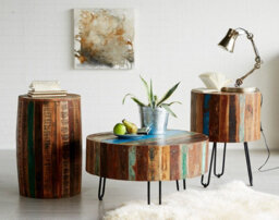 Buttercup Farm Coastal Drum Side Table - Wood - L45 X W45 X H60 Cm - thumbnail 3