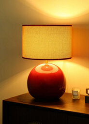 K Living Lata Red Ceramic Table Lamp 44Cm Tall Glossy Glazed Base With Textured Fabric Shade - thumbnail 2
