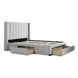 Savannah Grey Mist Upholstered - Double Drawer Bed Frame Only - thumbnail 8