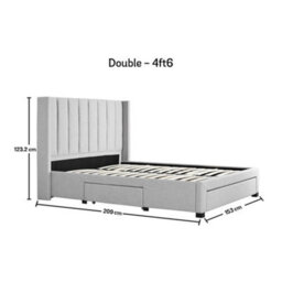 Savannah Grey Mist Upholstered - Double Drawer Bed Frame Only - thumbnail 9
