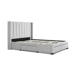 Savannah Grey Mist Upholstered - Double Drawer Bed Frame Only - thumbnail 7