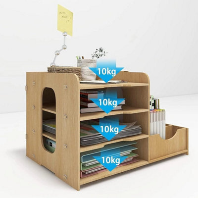 4 Tier Office Wooden Stationery Desk Organiser - image 1