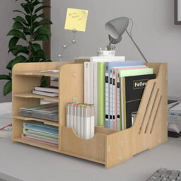4 Tier Office Wooden Stationery Desk Organiser - thumbnail 4