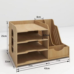 4 Tier Office Wooden Stationery Desk Organiser - thumbnail 2