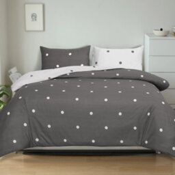 Aspire Homeware Printed Microfiber Duvet Cover Set, Grey & White Dotted Reversible, King, (L)220Cm X (W)230Cm - thumbnail 1