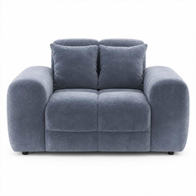 Furnishings For Less UK Jenson Grey Plush Velvet Armchair With Deep Seat & Thick Boxed Arms - image 1