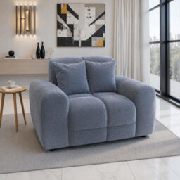 Furnishings For Less UK Jenson Grey Plush Velvet Armchair With Deep Seat & Thick Boxed Arms - thumbnail 4