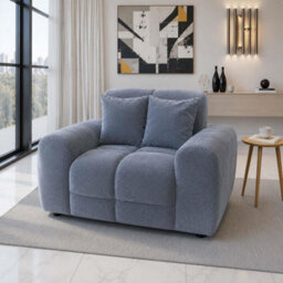 Furnishings For Less UK Jenson Grey Plush Velvet Armchair With Deep Seat & Thick Boxed Arms - thumbnail 3