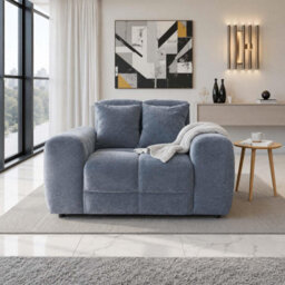 Furnishings For Less UK Jenson Grey Plush Velvet Armchair With Deep Seat & Thick Boxed Arms - thumbnail 2