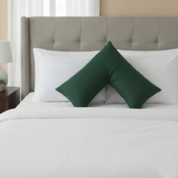 Microfibre Soft Touch V Shape Satin Stripe Pillowcase Green - thumbnail 1