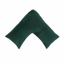 Microfibre Soft Touch V Shape Satin Stripe Pillowcase Green - thumbnail 2