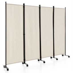 4 Panel Room Divider On Wheels Rolling Privacy Screens Portable Freestanding