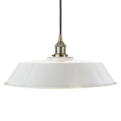 Pale Grey Large Chancery Painted Dome Pendant Light With Brushed Chrome Lamp Holder And Black Round Cable - Se Home - image 1