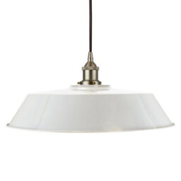 Pale Grey Large Chancery Painted Dome Pendant Light With Brushed Chrome Lamp Holder And Black Round Cable - Se Home - thumbnail 1