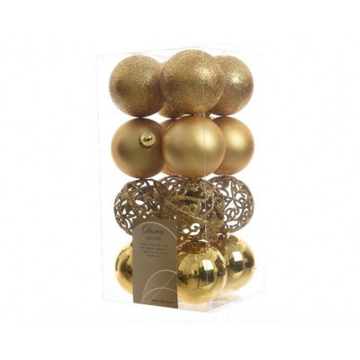 Kaemingk Shatterproof Baubles (Pack Of 16) Light Gold (16 X 60mm)