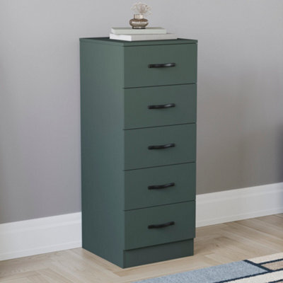 Lassic Vida Designs Riano Green 5 Drawer Narrow Chest Of Drawers (H) 900mm X (W) 345mm X (D) 360mm - image 1