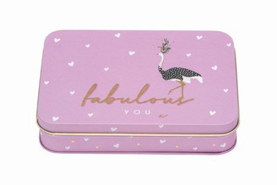 Sara Miller London Sara Miller Fabulous You Bird Design Storage Tin - Pink, 14.3 X 10.5 X 3.5 Cm