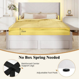 King Size Bed Frame Dutch Velvet Upholstered Platform Bed With Led Lights - thumbnail 5