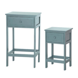 Orsina Set Of Two Chatelet Blue And Grey Nesting Side Tables, Rustic Wood Side Tables, Side Tables For Living Room - thumbnail 2