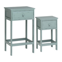 Orsina Set Of Two Chatelet Blue And Grey Nesting Side Tables, Rustic Wood Side Tables, Side Tables For Living Room