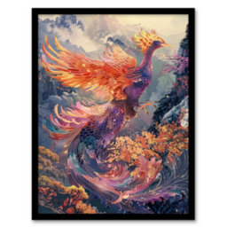 Artery8 Magical Phoenix Colourful Fantasy Concept Poster Wall Art Print - A4 Size - thumbnail 1