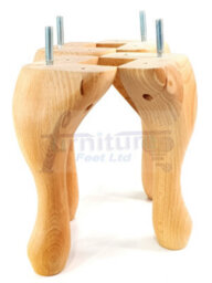 L&F Queen Anne Wooden Legs 150mm High Set Of 4 Natural Replacement Furniture Feet Chairs Sofas Footstools M10 (10mm) - thumbnail 4