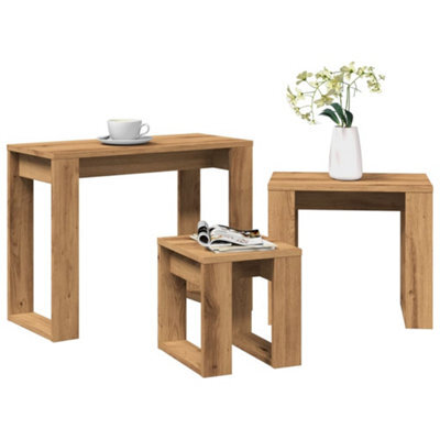 Berkfield Nest Of Tables 3 Pcs Artisan Oak Engineered Wood - image 1