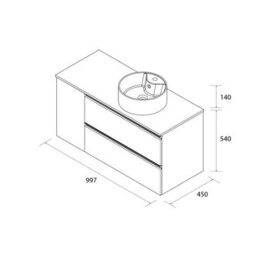 Cygnus bath Bequia Plus Metal Vanity Unit 100Cm Oak Worktop Basin Ceramic Reversible Side 1P - thumbnail 5