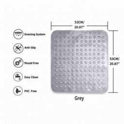 Oxford Homeware Suction Cups Gripper Shower Bath Mat Machine Washable Anti Mould And Mildew Bathroom Mat (Grey, 53X53Cm) - thumbnail 6