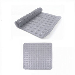 Oxford Homeware Suction Cups Gripper Shower Bath Mat Machine Washable Anti Mould And Mildew Bathroom Mat (Grey, 53X53Cm) - thumbnail 1