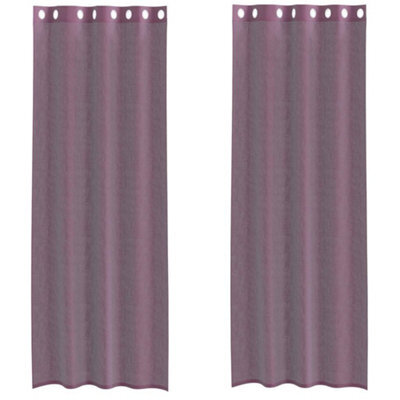 Berkfield Durable Voile Curtains With Grommets 2 Pcs Purple 140X300 Cm - image 1