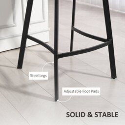 Homcom Bar Stools Set Of 2, Bar Chairs With Back And Steel Legs, Grey - thumbnail 6