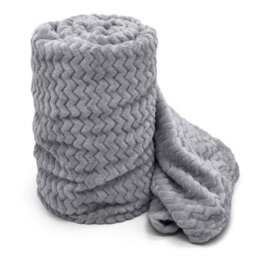 Velosso Cosy Touch Chevron Pattern Faux Mink Throw Blanket - Luxurious Feel, High-Quality Weave For Sofa, Bed - 127Cm X 152Cm - Silver