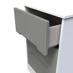 Turin 3 Drawer Bedside Cabinet In Grey Gloss & White (Ready Assembled) - thumbnail 5