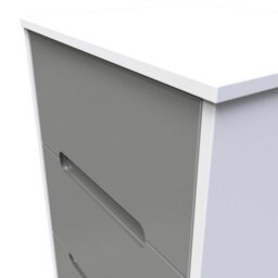 Turin 3 Drawer Bedside Cabinet In Grey Gloss & White (Ready Assembled) - thumbnail 4