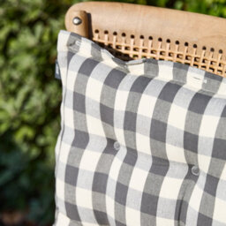 Dibor Set Of 4 Grey Gingham Summer Outdoor Garden Chair Seat Pad Cushions - thumbnail 4