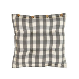 Dibor Set Of 4 Grey Gingham Summer Outdoor Garden Chair Seat Pad Cushions - thumbnail 2