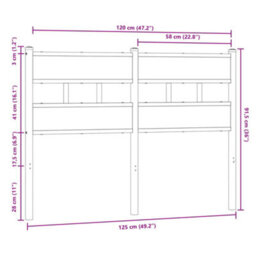 Berkfield Headboard Brown Oak 120 Cm Steel And Engineered Wood - thumbnail 6
