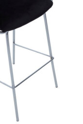 Orsina Black Velvet Bar Chair, Chrome Finish Metal Frame, Cushioned Seat With Curved Back & Arms - thumbnail 5