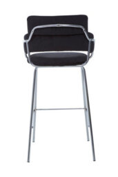 Orsina Black Velvet Bar Chair, Chrome Finish Metal Frame, Cushioned Seat With Curved Back & Arms - thumbnail 2