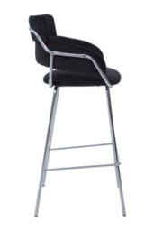 Orsina Black Velvet Bar Chair, Chrome Finish Metal Frame, Cushioned Seat With Curved Back & Arms - thumbnail 3