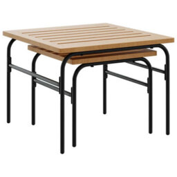 Berkfield Garden Nest Of Coffee Tables 2 Pcs Brown And Black Steel - thumbnail 8