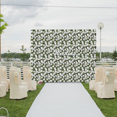 Living And Home Artificial Flower Wall Panels Flower Wall White Rose For Wedding Wall Decorations - image 1