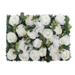 Living And Home Artificial Flower Wall Panels Flower Wall White Rose For Wedding Wall Decorations - thumbnail 2